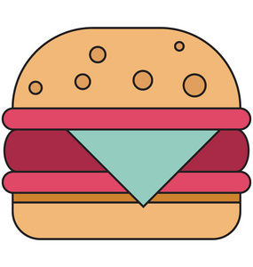 汉堡色向量插图隔离完全可编辑