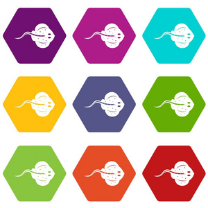 刺魟鱼图标设置彩色六面体