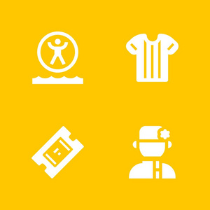 4足球图标集与运动衫, 左宾球和俄语矢量插图为平面设计和网页