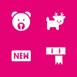 冬季图标集。驯鹿, 熊和新的图形设计和网页矢量图标
