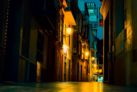 西班牙马拉加市夜景灯