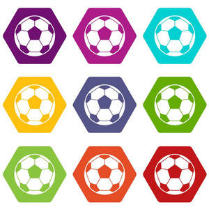 足球足球图标集彩色六面体