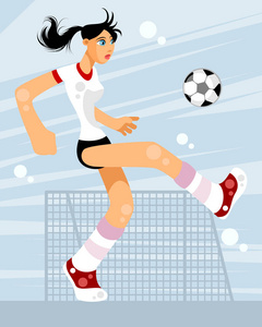 女性足球运动员的矢量例证