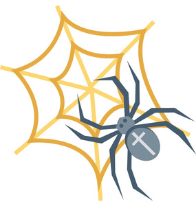 蜘蛛网颜色隔离插图矢量图标