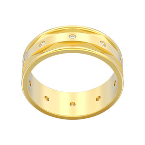3d 例证被隔绝的黄色金子现代订婚婚礼钻石戒指在白色背景上