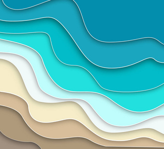波浪抽象背景。海浪, 海洋。纸3d 插图