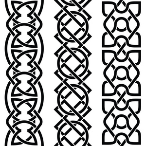 一套凯尔特的框架和装饰边框黑色。纹身矢量插图