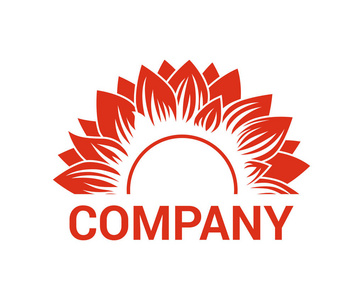 徽标开花红花自然植物开花标志设计插图概念照片