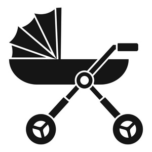 婴儿童车马车图标, 简单的风格