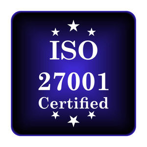 Iso 27001 图标。白色背景上的互联网按钮