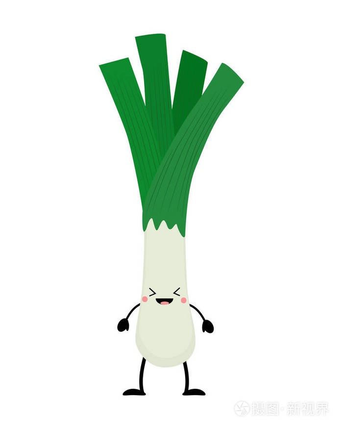 可爱卡通韭菜矢量插图在白色 backg 上的分离插画-正版商用图片0usqmr