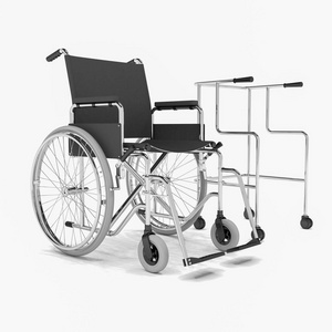 3d 渲染轮子椅子和 rollator 在白色背景下