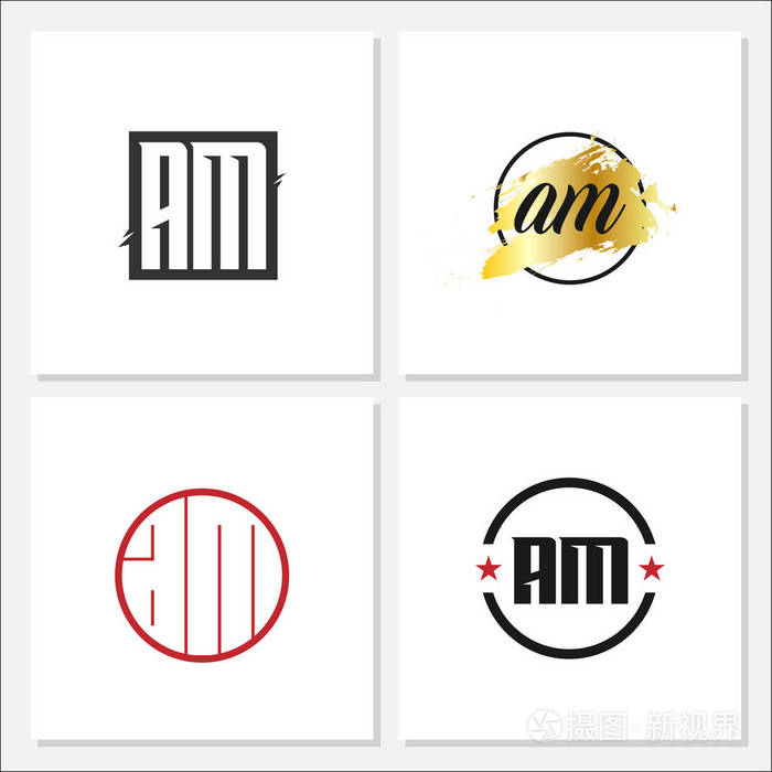 初始字母 am 徽标模板设计
