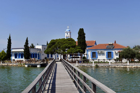 希腊, 波尔图拉各斯, 修道院 Nicolaos 位于 Vistonida 湖的一个小岛上