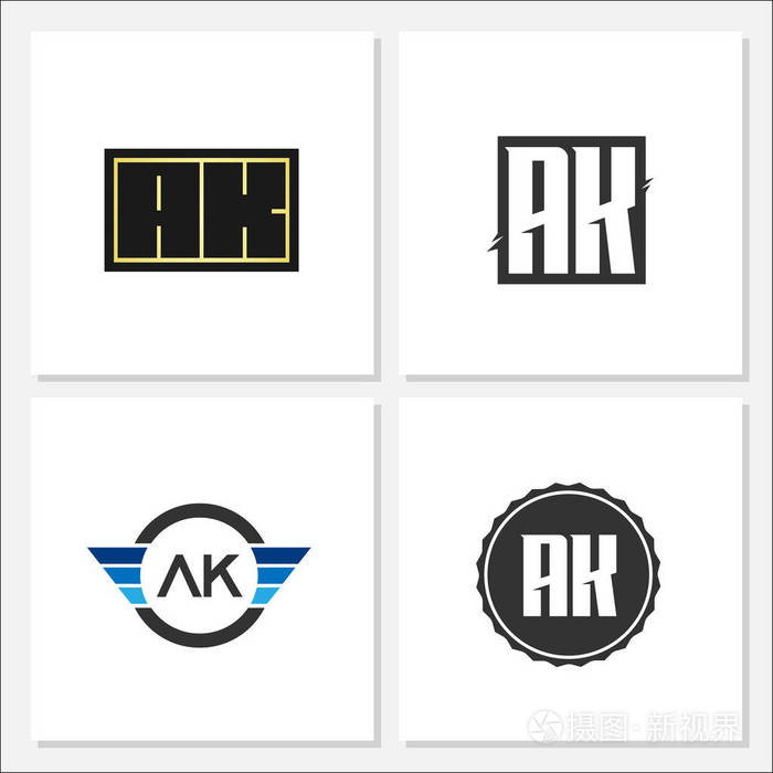 初始字母 ak 徽标模板设计