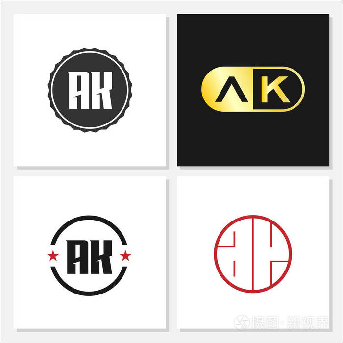 初始字母 ak 徽标模板设计