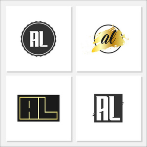 首字母 al 徽标模板设计照片