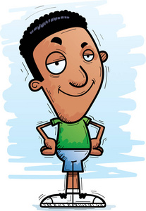 一个黑色男人看起来自信的卡通插图