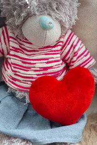 红心与泰迪熊, 特写, 情人节概念