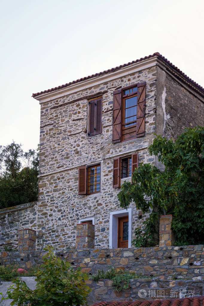 建筑在老 nikiti 村庄, sithonia, chalkidiki, 希腊