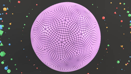 黑色表面有紫色球体的抽象背景。3d 渲染插图