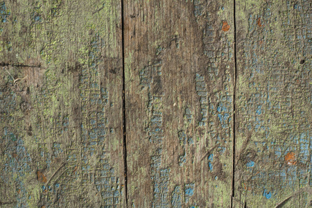 在木板上的旧油漆开裂。纹理, 背景