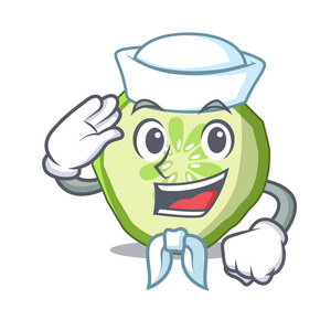 水手新鲜切片黄瓜在字符卡通照片