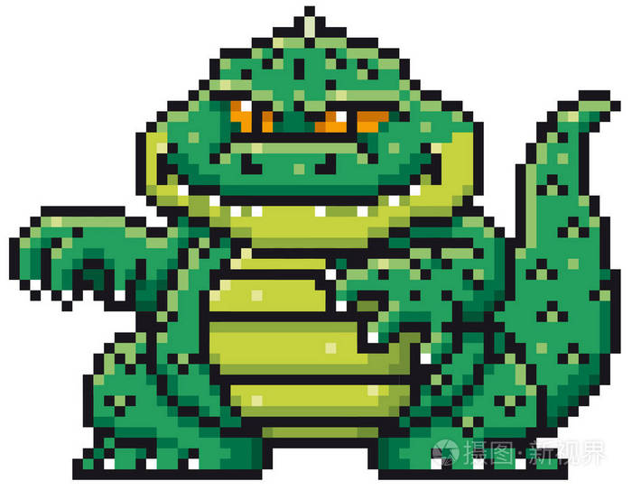 卡通怪兽的矢量图解-像素设计