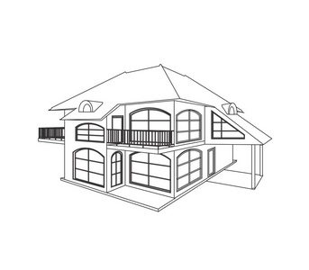 二层现代私人住宅的素描设计白色的矢量插图