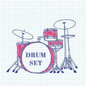 雕刻矢量插图架子鼓插画矢量涂鸦手绘制的音乐器械音乐手绘涂鸦图标3