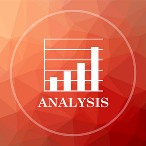 分析图标。红色低聚背景分析网站按钮