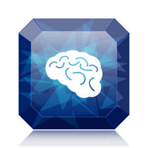 大脑图标, 蓝色网站按钮白色背景