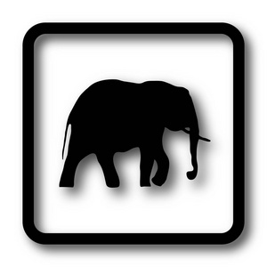大象图标, 黑色网站按钮白色背景