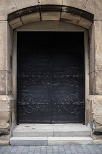 黑色的大铁门.庄园古门图案照片