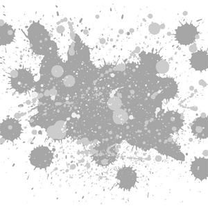 抽象艺术油漆飞溅和污点在灰色在白色。矢量纹理背景。方形格式