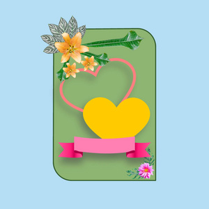 花花束组成的彩色卡片。婚礼理念