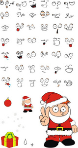 滑稽的孩子克劳斯服装卡通圣诞 expressionss 设置矢量格式