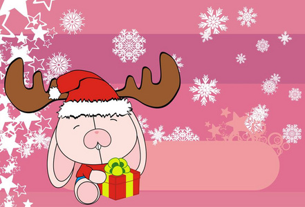 可爱的兔卡通圣诞背景矢量格式图片