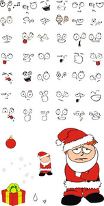 滑稽的孩子克劳斯服装卡通圣诞 expressionss 设置矢量格式