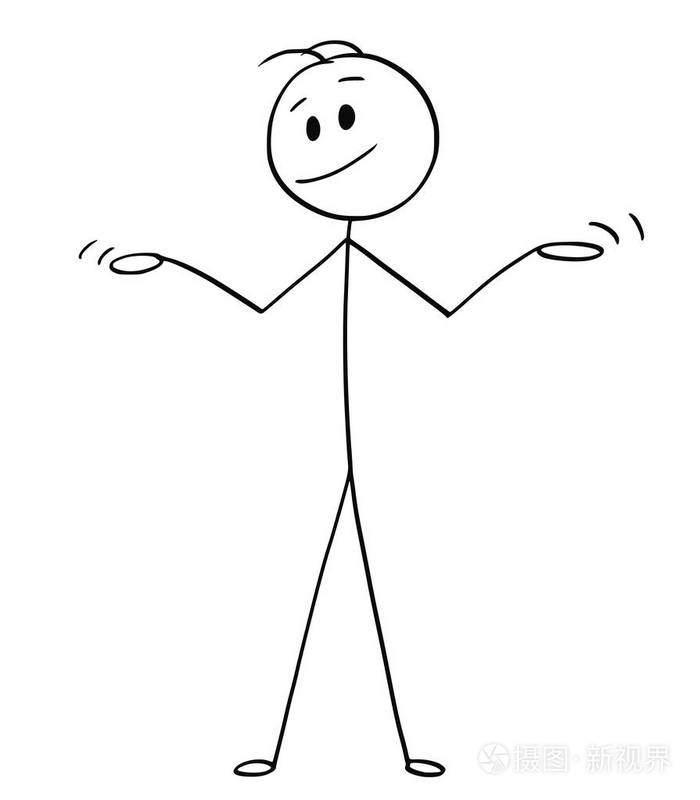 以天真或不解的姿态散布或张开双臂的人或商人的卡通片插画-正版商用