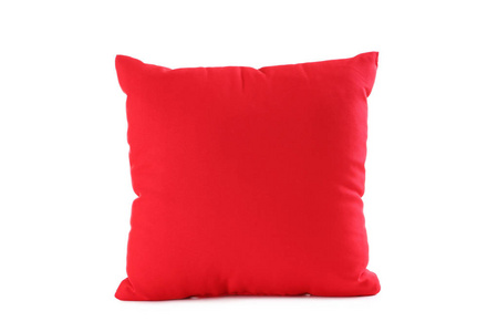 孤立在白色背景上的红色枕头