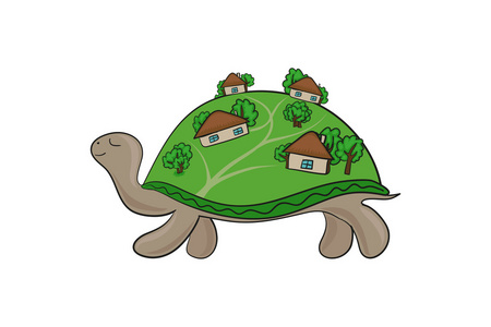 在龟壳上的村庄图片