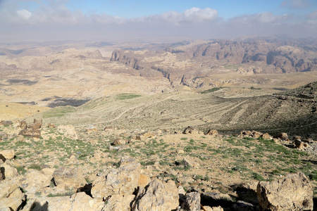 沙漠山风景 鸟瞰图，Jordan，中东