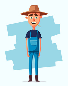 有趣的农民.卡通矢量图照片