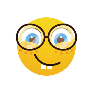 黄色笑脸卡通磨损眼镜积极的人情感图标
