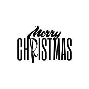 圣诞快乐，圣诞徽章与手写刻字，刻字设计卡模板创意字体的节日问候礼物海报