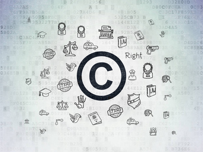 法律概念 版权数字数据纸张背景上