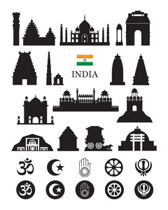 印度对象图标剪影
