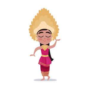 小女孩身穿传统服装的泰国炫彩矢量图照片