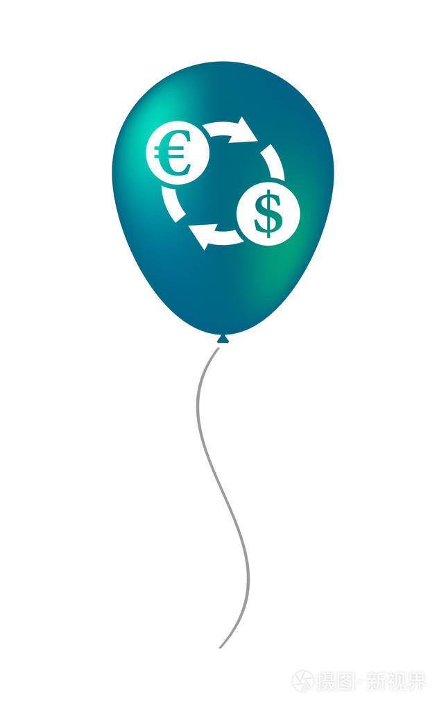 欧元美元汇率符号的孤立的气球